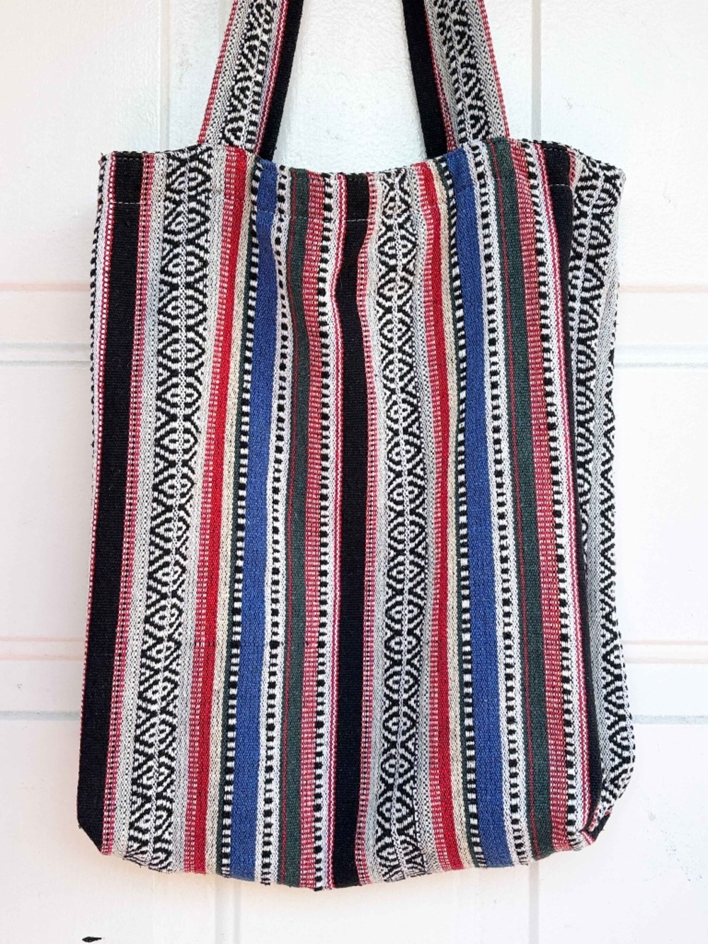 Boho Woven Striped Tote Bag Aztec Southwest Shoulder Bag Lined Market Beach